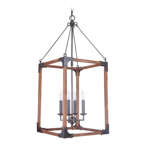 Mason 40-Inch Fired Steel & Natural Wood Pendant by Craftmade Lighting