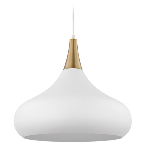 Phoenix Large Pendant in White & Burnished Brass by Nuvo Lighting