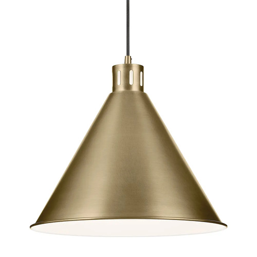 Kichler Lighting Kichler Lighting Zailey Natural Brass Pendant Light with Conical Shade 52177NBR