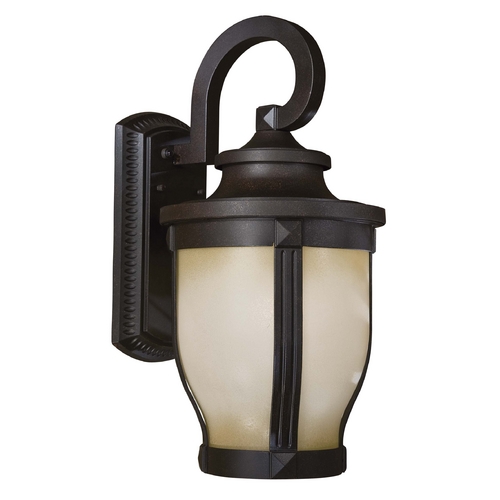 Minka Lavery Outdoor Wall Light with White Glass in Corona Bronze by Minka Lavery 8763-166-PL