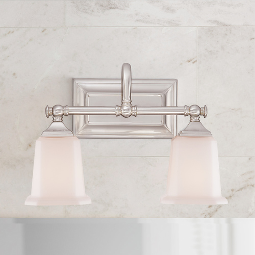 Nicholas 15-Inch Bath Light in Brushed Nickel by Quoizel Lighting