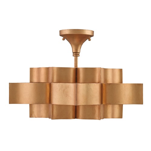 Grand Lotus Semi Flush in Antique Gold Leaf by Currey & Company