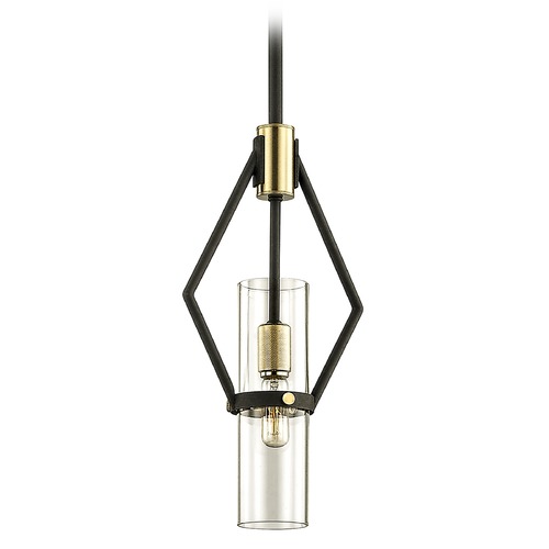 Troy Lighting Troy Lighting Raef Textured Bronze Brushed Brass Mini-Pendant Light with Cylindrical Shade F6313