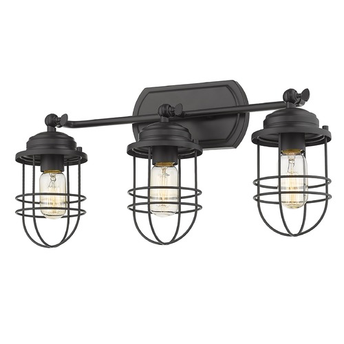 Seaport 21.13-Inch Black Bath Light by Golden Lighting