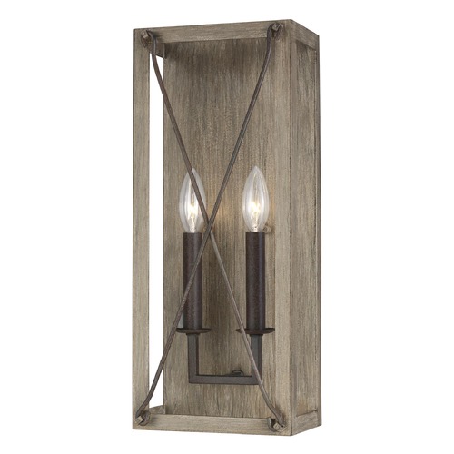 Visual Comfort Studio Collection Thornwood LED Sconce in Washed Pine & Iron by Visual Comfort Studio 4126302EN-872
