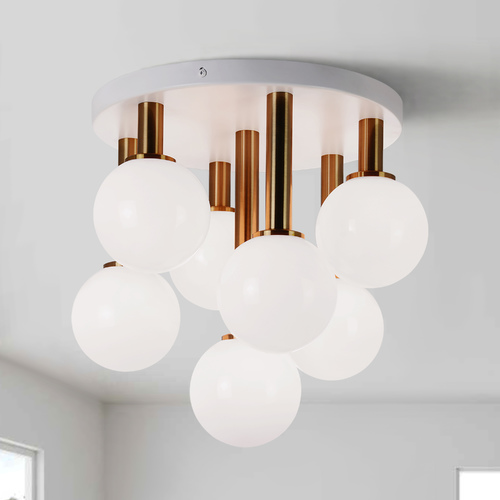 Matteo Lighting Stellar Aged Gold & Matte White Semi-Flush Mount by Matteo Lighting X75307AGOP