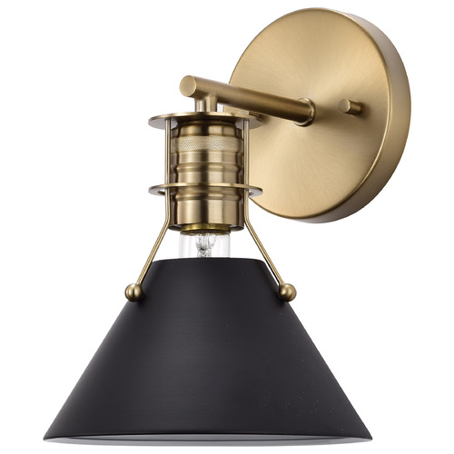 Nuvo Lighting Outpost Wall Sconce in Burnished Brass & Black by Nuvo Lighting 60-7519
