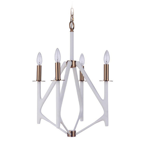 Craftmade Lighting the Reserve Matte White & Satin Brass Mini-Chandelier by Craftmade Lighting 55534-MWWSB