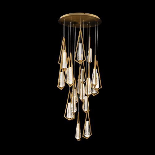 Devotion LED 21-Light Pendant in Aged Brass by Schonbek Beyond