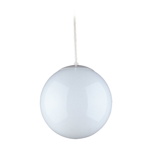 Generation Lighting Mid-Century Modern Mini-Pendant Light White Hanging Globe by 6018-15
