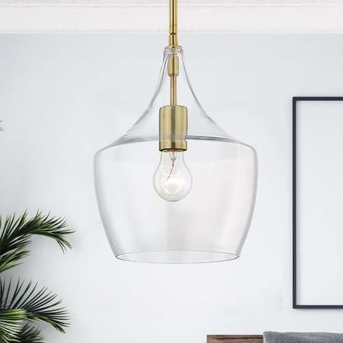 Design Classics Serra Satin Brass Pendant Light with Bowl / Dome Shade