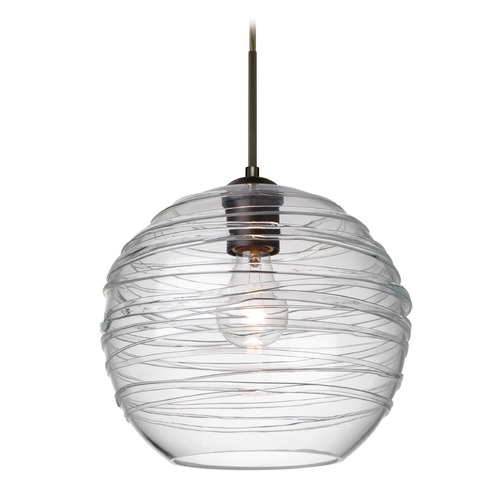 Besa Lighting Wave Bronze Pendant Light with Globe Shade