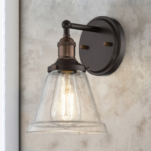 Sconce Wall Light with Clear Glass in Rustic Bronze by Nuvo Lighting