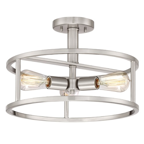 New Harbor Semi-Flush Mount in Brushed Nickel by Quoizel Lighting