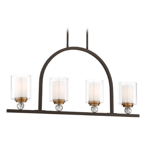 Minka Lavery Minka Lavery Studio Painted Bronze W/ Natural Brushed Brass Island Light with Cylindrical Shade 3074-416