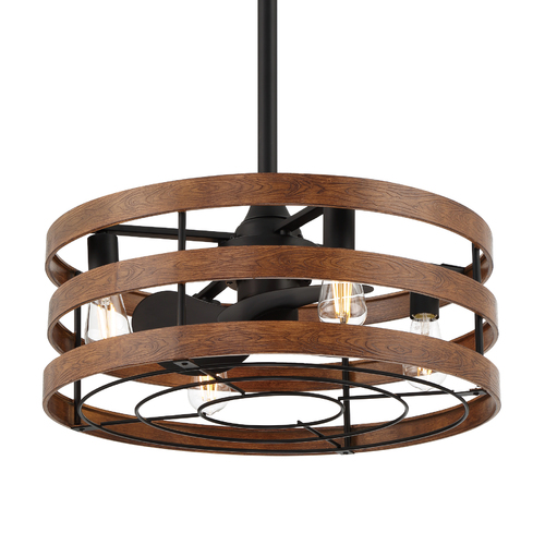Audrey 25-Inch LED Fan in Coal & Distressed Koa by Minka Aire