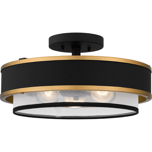 Lockwood 15-Inch Semi-Flush Mount in Earth Black by Quoizel Lighting