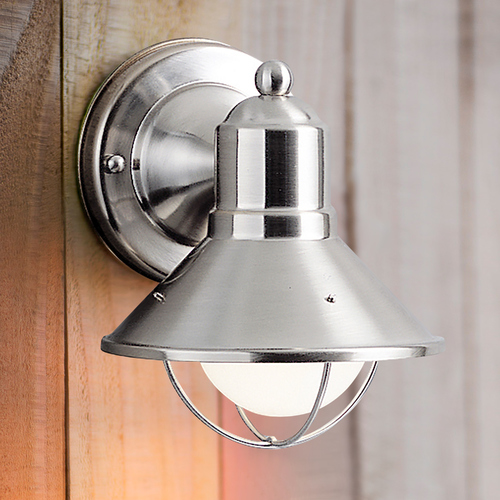 Brushed Stainless Steel Outside External Wall Light With Movement Motion Sensor 
