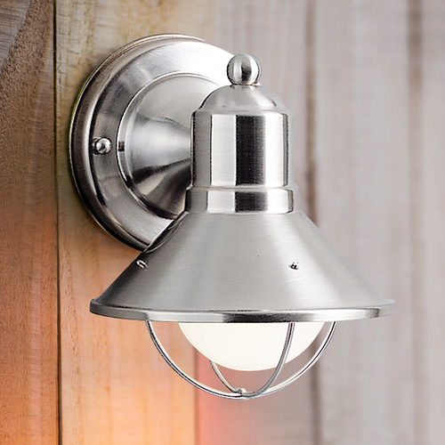 Seaside 7.50-Inch Outdoor Wall Light in Brushed Nickel by Kichler Lighting