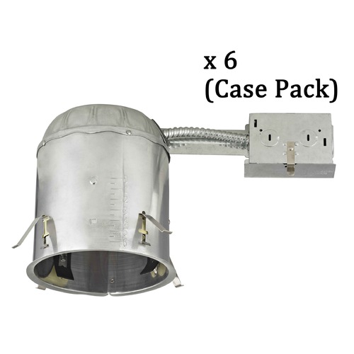 6-Inch Remodel E26 Recessed Can Light IC & Airtight Flat Ceiling Case Pack of 6