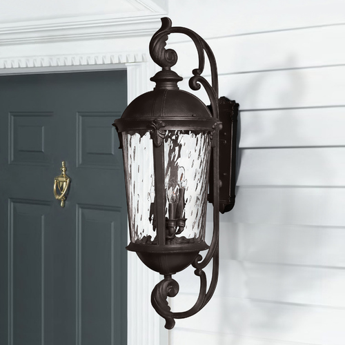 Seeded Glass Outdoor Wall Light Black by Hinkley Lighting