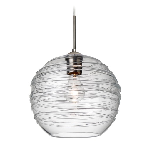 Besa Lighting Wave Satin Nickel Pendant Light with Globe Shade