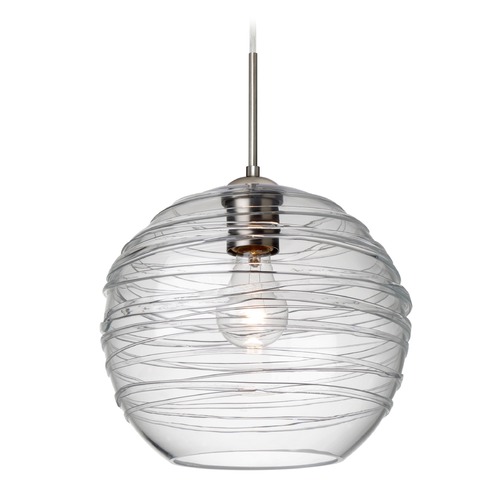 Besa Lighting Besa Lighting Wave Satin Nickel Pendant Light with Globe Shade 1JT-462761-SN