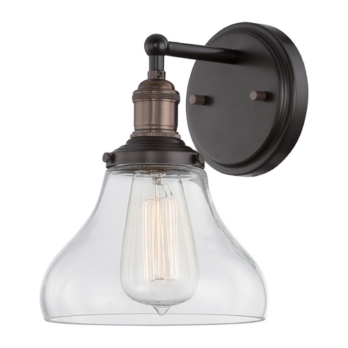 Sconce Wall Light with Clear Glass in Rustic Bronze by Nuvo Lighting
