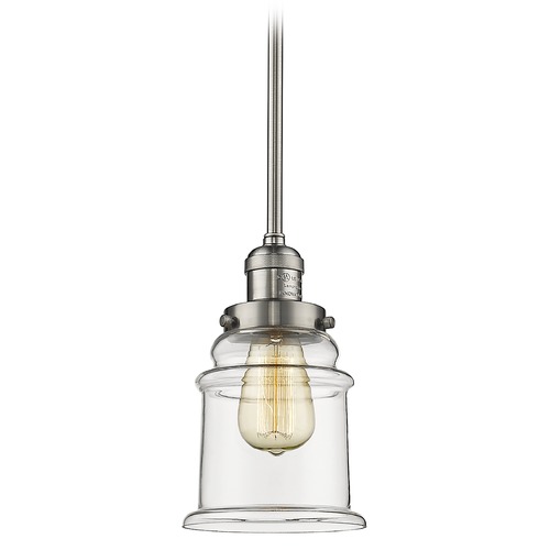 Innovations Lighting Innovations Lighting Canton Brushed Satin Nickel Mini-Pendant Light with Bell Shade 201S-SN-G182