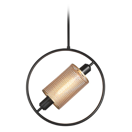 Seamore 15-Inch Pendant in Black & Gold by Eurofase Lighting