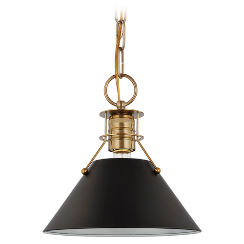 Nuvo Lighting Outpost Small Pendant in Burnished Brass & Black by Nuvo Lighting 60-7521