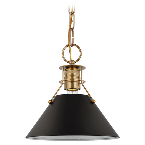 Outpost Small Pendant in Burnished Brass & Black by Nuvo Lighting