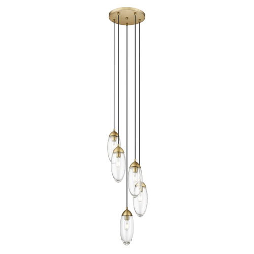 Z-Lite Arden Rubbed Brass Multi-Light Pendant with Oblong Shade