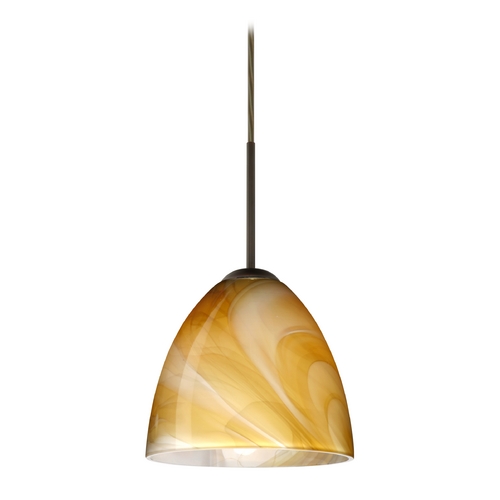 Modern Pendant Light Honey Glass. Bronze by Besa Lighting