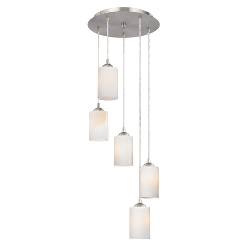 Design Classics Lighting Modern Multi-Light Pendant Light with White Glass and 5-Lights 580-09 GL1024C