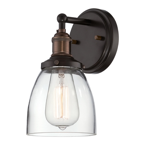 Sconce Wall Light with Clear Glass in Rustic Bronze by Nuvo Lighting