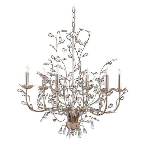 Crystal Bud 28-Inch Chandelier in Silver Granello by Currey & Company