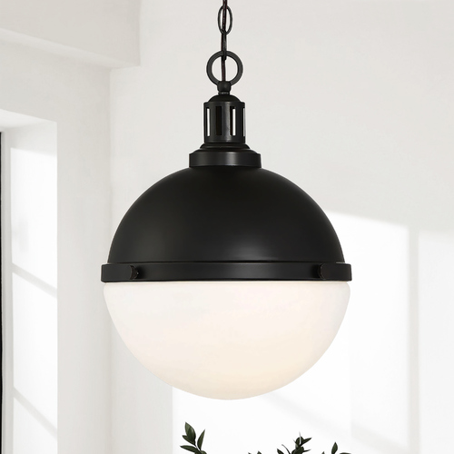 Savoy House Savoy House Lilly Matte Black Pendant with White Opal Glass 7-203-2-89