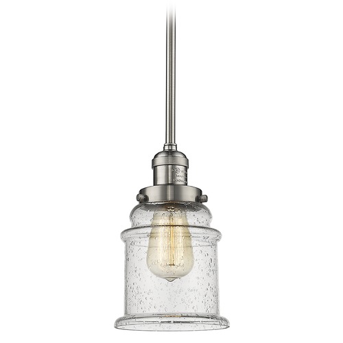 Innovations Lighting Innovations Lighting Canton Brushed Satin Nickel Mini-Pendant Light with Bell Shade 201S-SN-G184