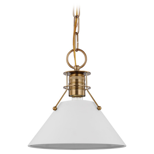 Nuvo Lighting Outpost Small Pendant in Burnished Brass & White by Nuvo Lighting 60-7522