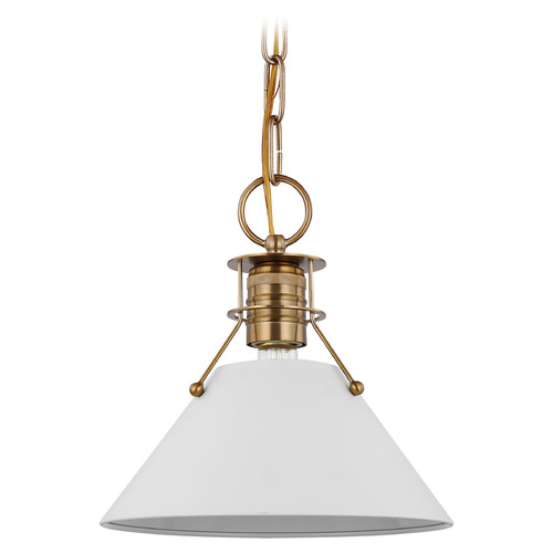 Outpost Small Pendant in Burnished Brass & White by Nuvo Lighting
