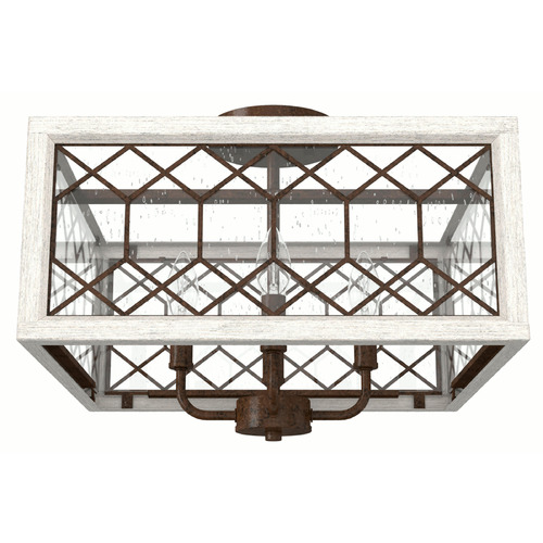 Hunter Fan Company Chevron Textured Rust & Distressed White Semi-Flush Mount by Hunter Fan Company 19378