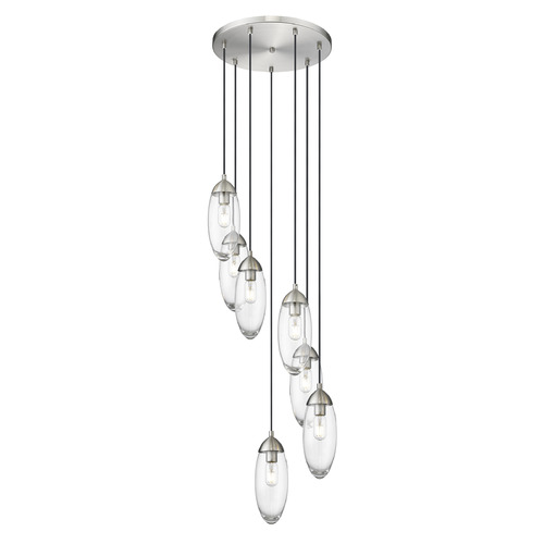 Z-Lite Arden Brushed Nickel Multi-Light Pendant with Oblong Shade