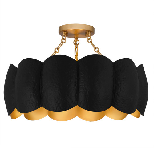 Quoizel Lighting Santana Matte Black & Gold Semi-Flushmount Light