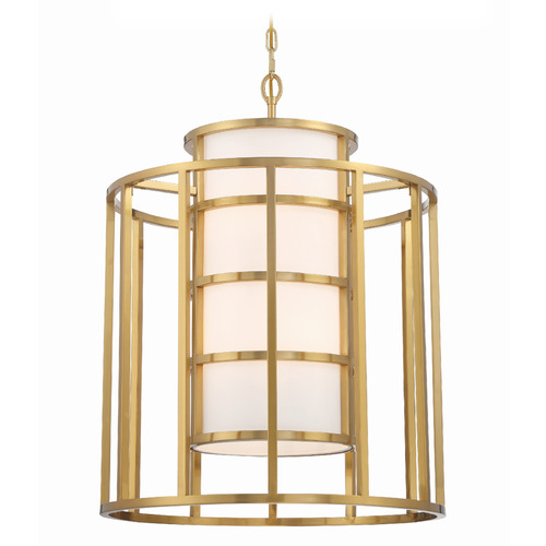 Crystorama Lighting Hulton Luxe Gold Pendant Light with Cylindrical Shade