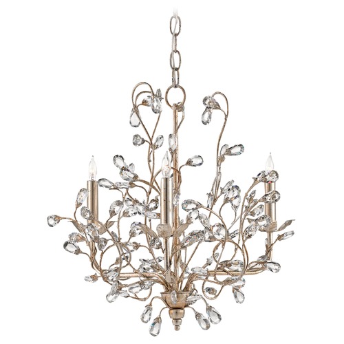 Crystal Bud 18-Inch Chandelier in Silver Granello by Currey & Company