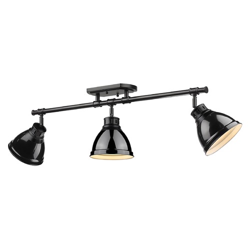 Golden Lighting Duncan Track Light in Matte Black & Black by Golden Lighting 3602-3SFBLK-BK