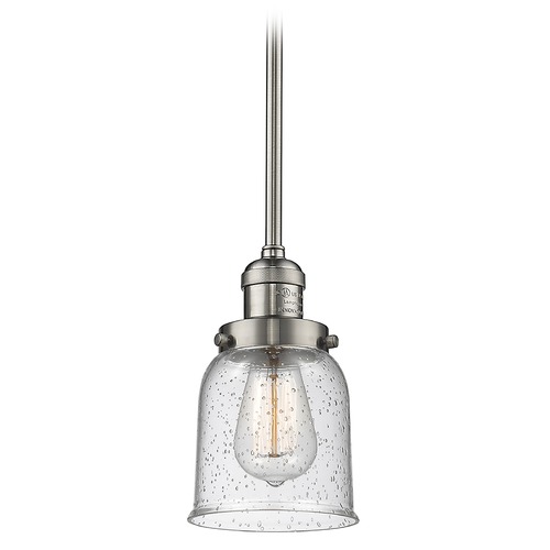 Innovations Lighting Innovations Lighting Small Bell Brushed Satin Nickel Mini-Pendant Light with Bell Shade 201S-SN-G54