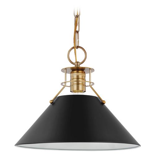 Outpost Medium Pendant in Burnished Brass & Black by Nuvo Lighting