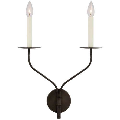 Visual Comfort Signature Collection Ian K. Fowler Belfair Double Sconce in Aged Iron by Visual Comfort Signature S2752AI